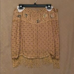 NWT Haute Hippie beaded fringe skirt